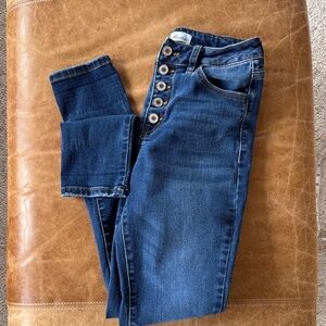 KanCan High-Rise Button-Fly Women's Jeans - Dark Blue